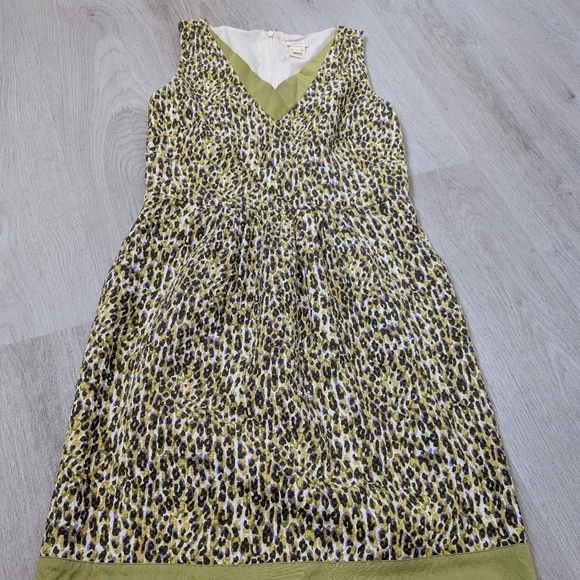 J.Crew Stylish Green Leopard Print Dress Size 4 - Picture 4 of 7